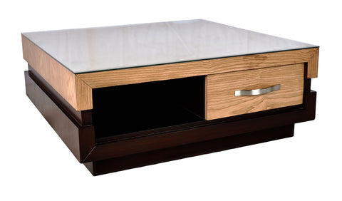 Two-Tone Glass-Top Coffee Table